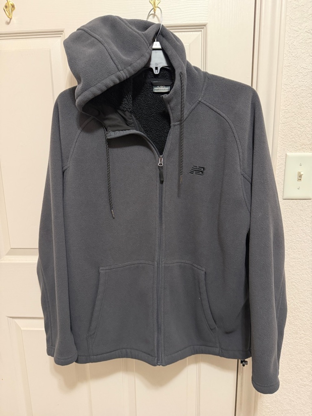 New Balance Charcoal Gray Hooded Zip-Up Fleece Jacket